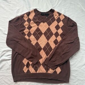 Men's Brown Argyle Sweater